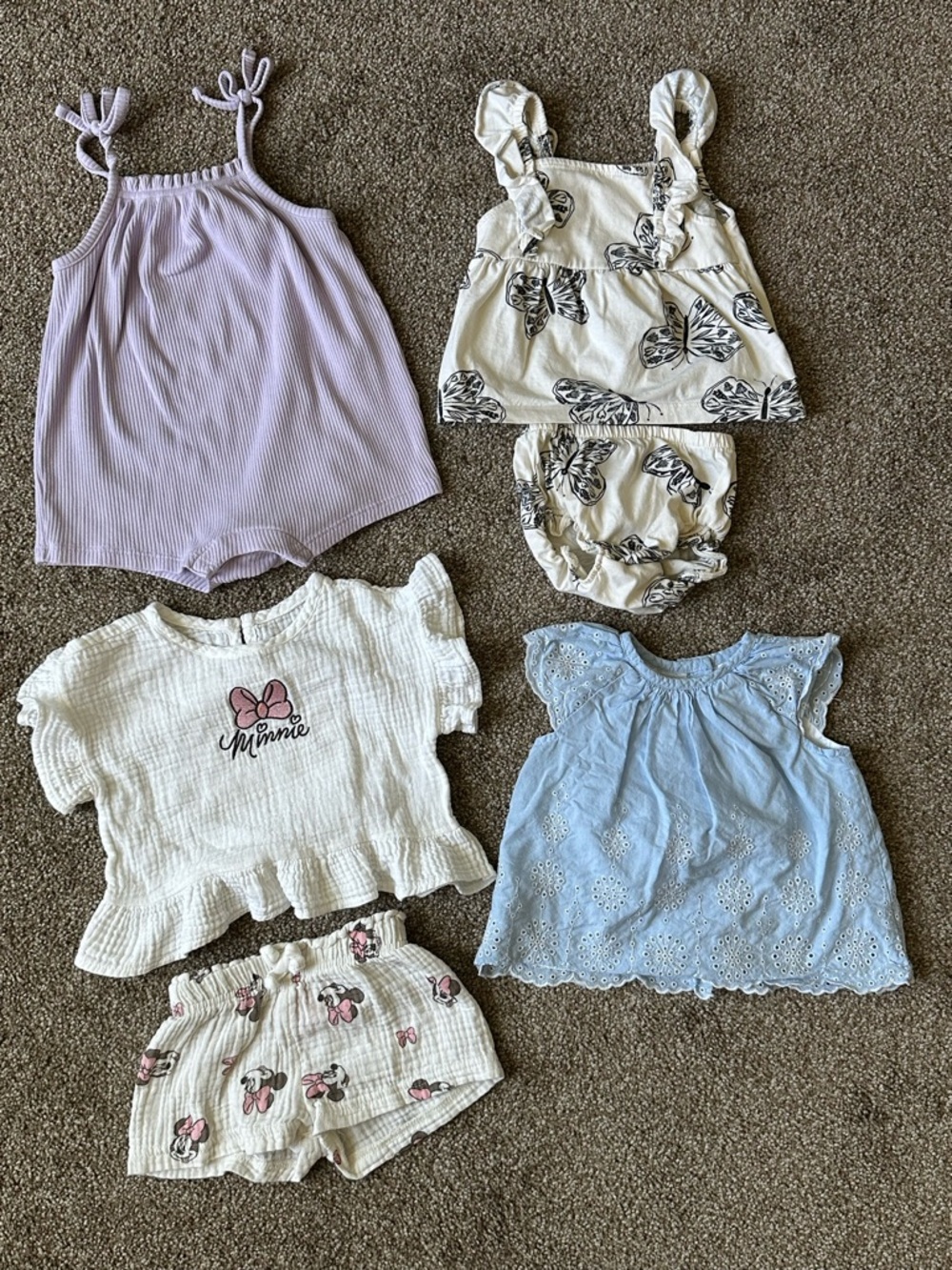 Baby Girl Summer Outfit Bundle 6M | Old Navy, Disney Minnie, Little Me | 6pc